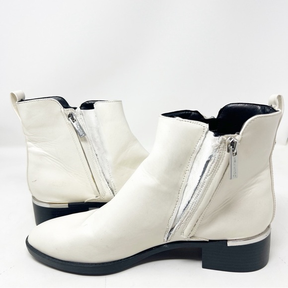 CALVIN KLEIN DENEICE WHITE FAUX LEATHER SIDE ZIP ANKLE BOOTIES WOMENS SZ 11 - Picture 7 of 11